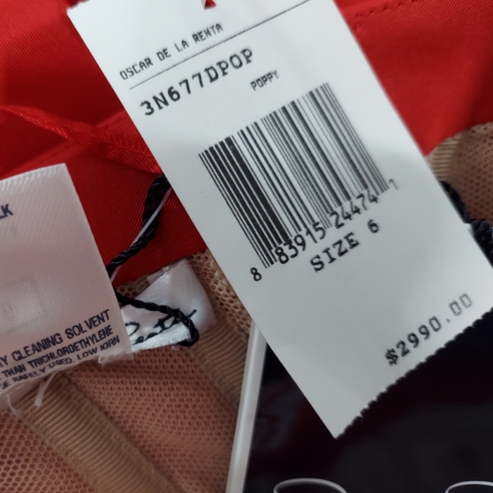 $2,990 RED FROM OSCAR DE LA RENTA SILK ROSE RUNW DRESS 6 - Picture 11 of 12